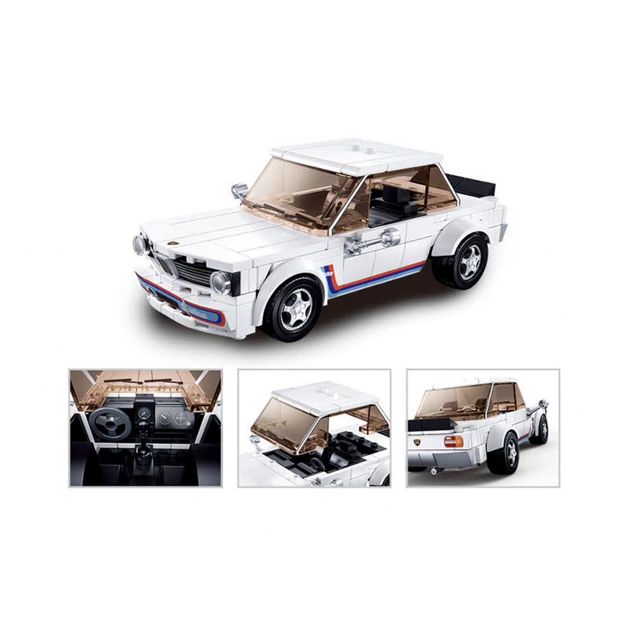 Sluban ModelBricks M38-B1126 Klassischer Oldtimer Weiss fertig gebaut Detailansicht Innenraum und Karosserie