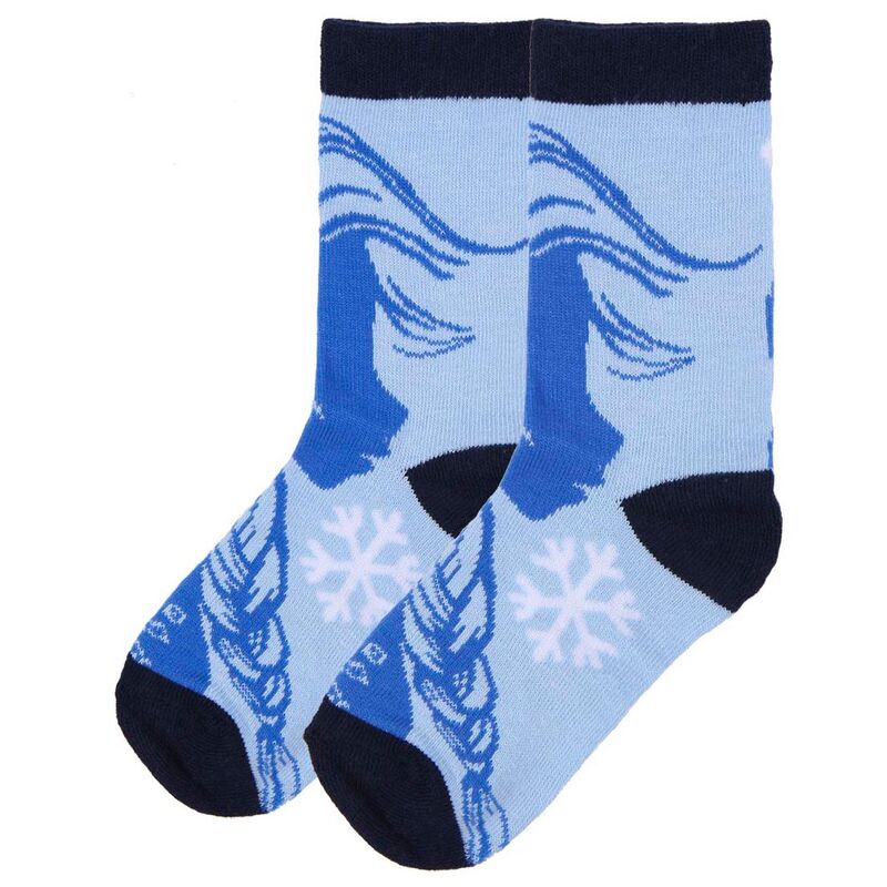 Disney Frozen 2 Kinder-Socke hellblau mit Elsa Zopf und Schneeflocke Motiv