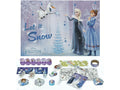 Disney Frozen Adventskalender komplett – Kalenderfront mit Elsa, Anna & Olaf „Let it Snow" und vollem Inhalt: Stempel, Sticker, Puzzles, Washi Tape & Schreibwaren
