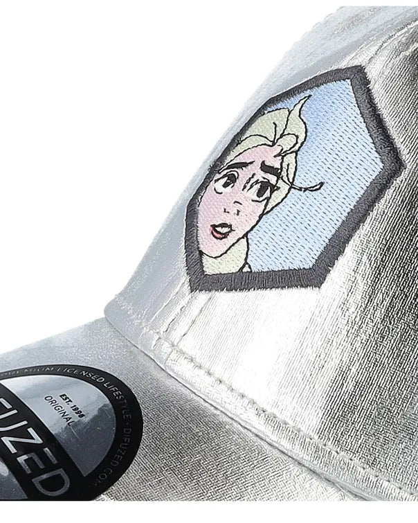 Disney Frozen Eiskönigin Kinder-Cap silber metallic – Elsa Patch Detailansicht, verstellbar