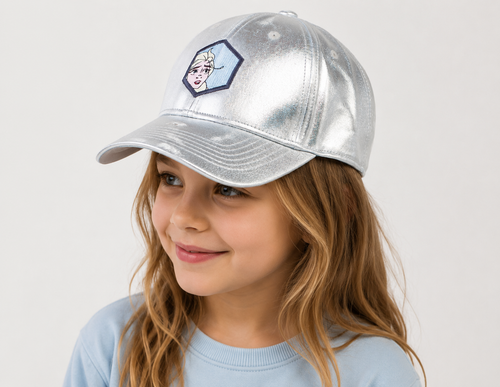 Disney Frozen Eiskönigin Kinder-Cap silber metallic – Mädchen trägt Cap mit Elsa Patch, Lifestyle