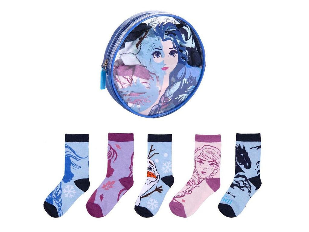 Disney Frozen 2 Kinder-Socken 5er-Pack mit Anna Elsa und Olaf Motiven in Aufbewahrungstasche