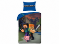 Minecraft Bettwäsche Kinder blau – Steve Alex Creeper Design Bettbezug mit Kissenbezug