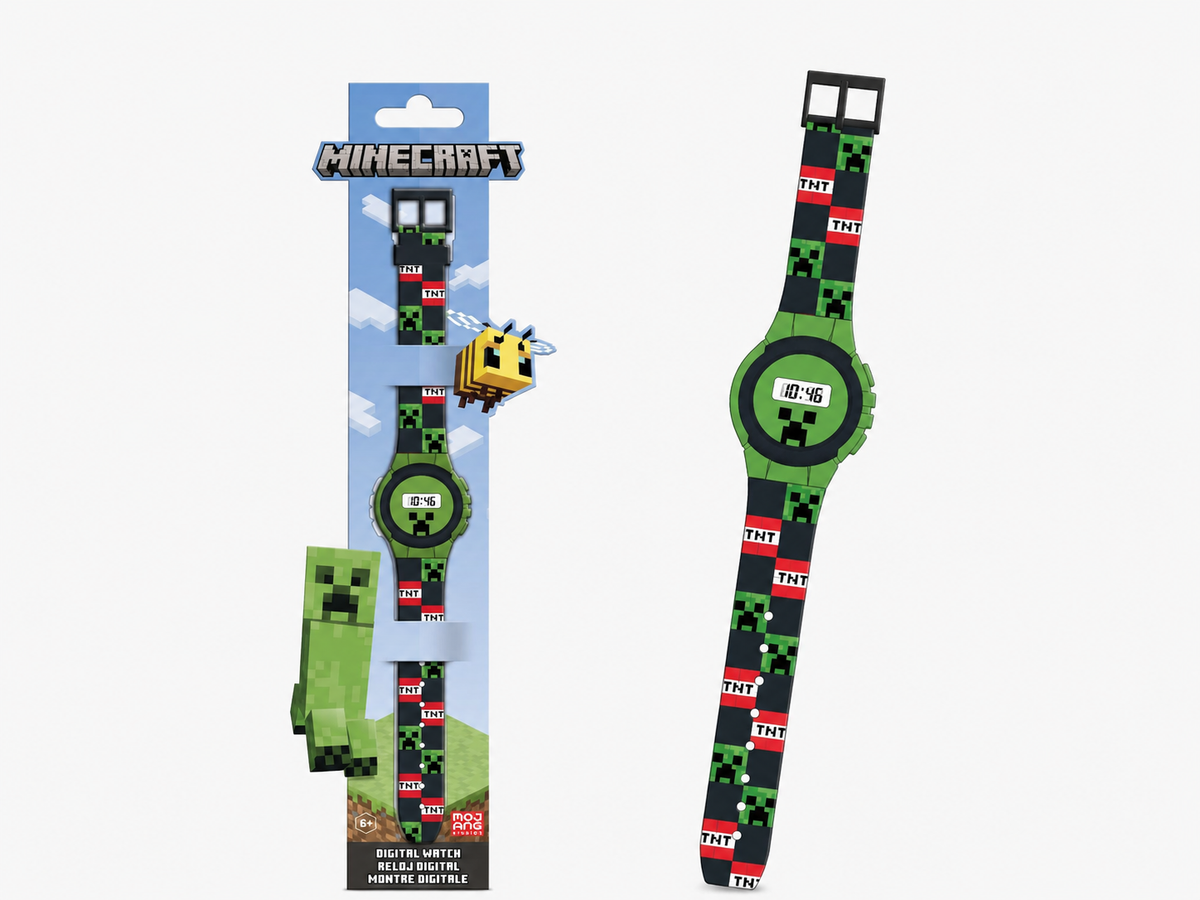 Minecraft Kinder Armbanduhr digital Creeper grün – LCD Uhr für Jungen und Mädchen