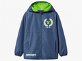 Minecraft Kinder Windbreaker blau mit grünem Kapuzenfutter – Creeper „EST. 2009" Aufdruck, Reißverschluss, Seitentaschen