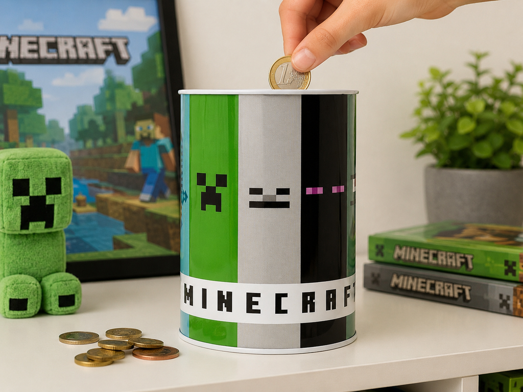 Minecraft Spardose Metall Lifestyle – Münze einwerfen Creeper Enderman Kinderzimmer Geschenk