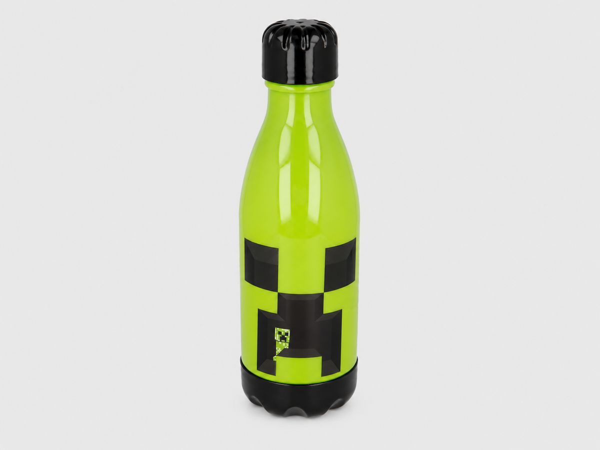 Minecraft Trinkflasche 560ml grün mit Creeper-Gesicht – Edelstahl Wasserflasche für Kinder