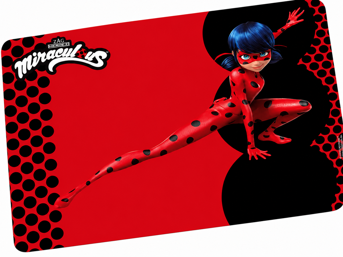 Miraculous Ladybug Fruehstuecksbrettchen rot schwarz mit Ladybug Figur 23,5x14,5 cm