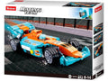 Sluban Racing Team Rennwagen M38-B0763 – fertig gebauter Formel-1-Style Rennwagen in Türkis & Orange, 222 Klemmbaustein-Teile, ab 8 Jahren
