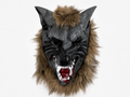 Werwolf Vollmaske für Erwachsene – realistische Halloween Wolf Maske mit Fell, Zähnen und Ohren, braun-grau